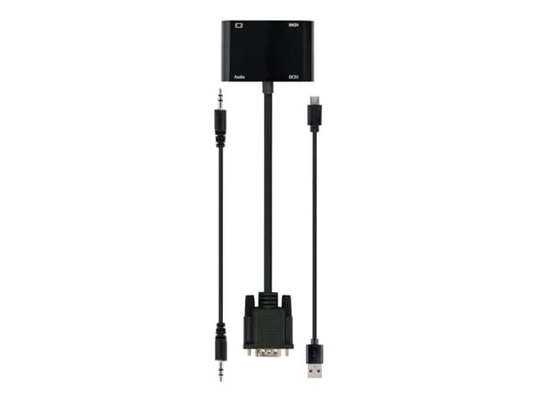 Cablexpert - Videokort - HD-15 (VGA) hane till HD-15 (VGA), HDMI, minijack, mikro-USB typ B hona - 15 cm - svart - stöd för 1080p, tumskruvar