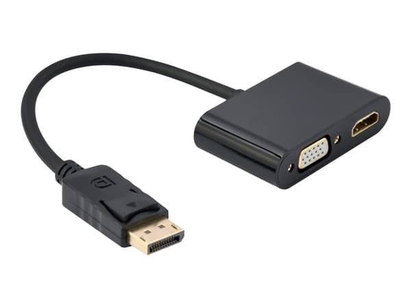 Cablexpert - Video adapter - DisplayPort hann til HDMI, VGA Adapter - 10 cm - svart - 4K 60Hz støtte, 1080p-støtte 60 Hz (VGA)