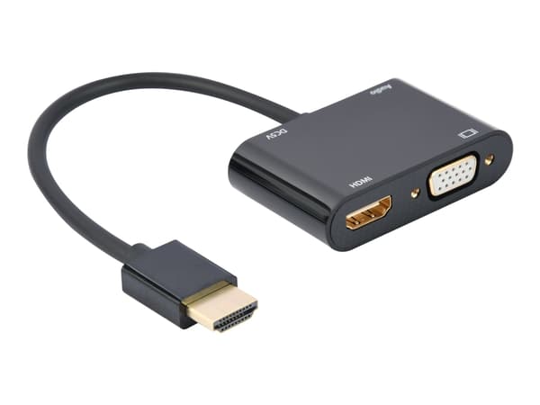 Cablexpert - Video adapter - HDMI, 3,5 mm telefonjakk, 24 pin USB-C hann til HDMI, HD-15 (VGA) hunn - 15 cm - 4K30Hz (HDMI), 1080p-støtte 60 Hz (VGA)