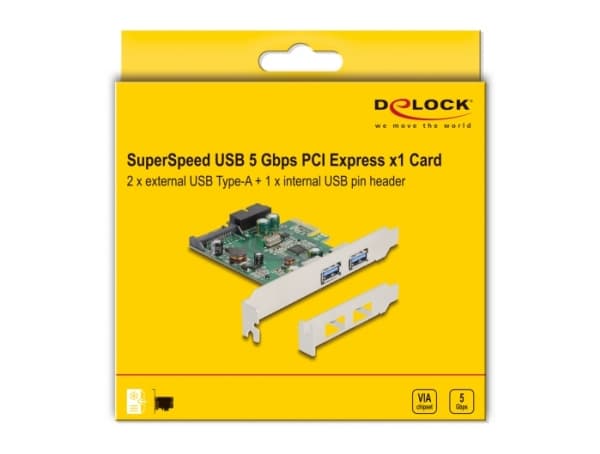 Delock - USB-adapter - PCIe 2.0 lav profil - USB, USB 2.0, USB 3.0, USB 3.2 Gen 1