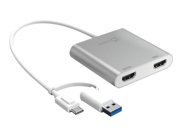 j5create JCA365 - Video adapter - 24 pin USB-C hann til HDMI hunn - 20 cm - sølv - 4K 30Hz støtte, 2K 60Hz støtte
