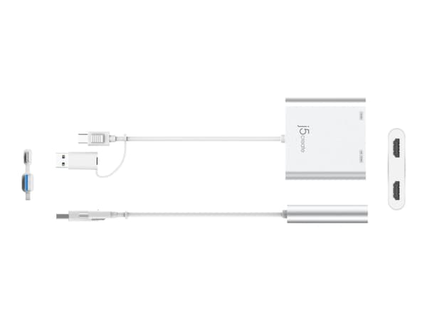 j5create JCA365 - Video adapter - 24 pin USB-C hann til HDMI hunn - 20 cm - sølv - 4K 30Hz støtte, 2K 60Hz støtte