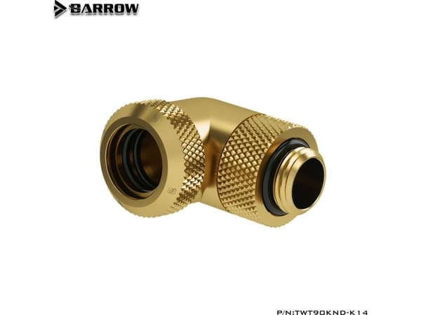 Barrow Multi-Link Adapter-tilkobling 90 grader G1/4 tommer AG til 14 mm OD hardt rør - roterbart, gull