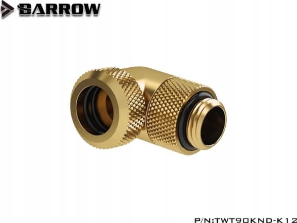 Barrow Multi-Link Adapter-tilkobling 90 grader G1/4 tommer AG til 12 mm OD hardt rør - roterbart, gull