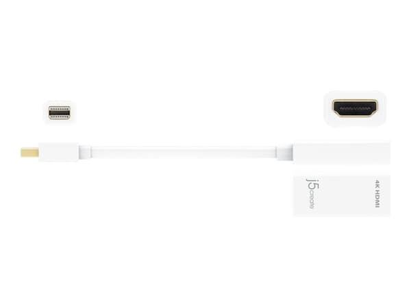 j5create JDA159 - Adapterkabel - Mini DisplayPort hane till HDMI hona - 12.5 m - vit - 4K30 Hz (4096 x 2160) stöd