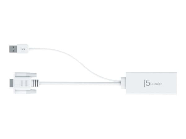 j5create JDA214 - Adapterkabel - HDMI hunn til USB, HD-15 (VGA) hann - 17.6 cm - hvit - 1920 x 1200 støtte