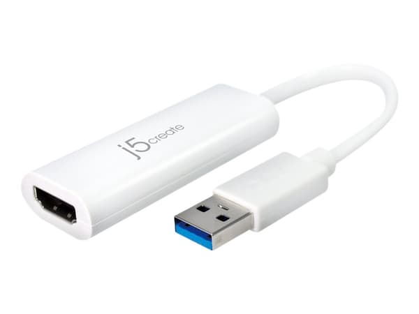j5create JUA254 - Adapterkabel - USB hane till HDMI hona - 8 m - vit - stöd för 1080p, 2048 x 1152 stöd