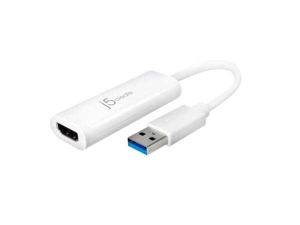 j5create JUA254 - Adapterkabel - USB hane till HDMI hona - 8 m - vit - stöd för 1080p, 2048 x 1152 stöd