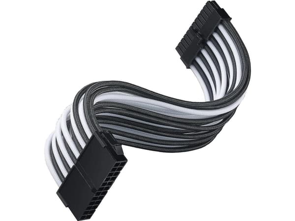 SilverStone PP07E - Strømforlengelseskabel - 24-pins ATX (hunn) til 24-pins ATX (hann) - 30 cm - svart, hvit