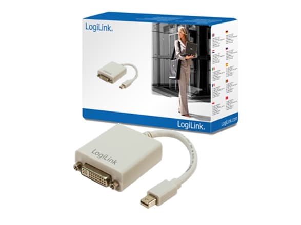 LogiLink - Displayadapter - Mini DisplayPort (hann) til DVI-I (hunn) - 9 cm - hvit