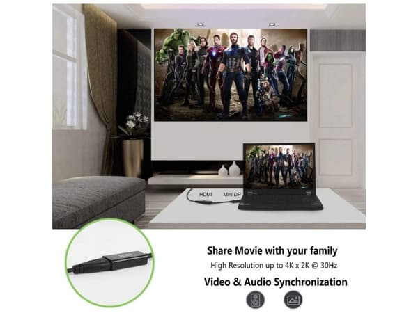 Techly IADAP MDP-HDMIF8K, Mini DisplayPort, HDMI, Hankoppling, Honkoppling, Rak, Rak