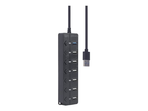 Gembird - Hubb - 7-port, med switchar, svart - 1 x USB 3.1 Gen 1 + 6 x USB 2.0 - skrivbordsmodell