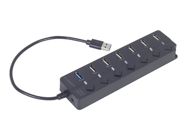 Gembird - Hubb - 7-port, med switchar, svart - 1 x USB 3.1 Gen 1 + 6 x USB 2.0 - skrivbordsmodell