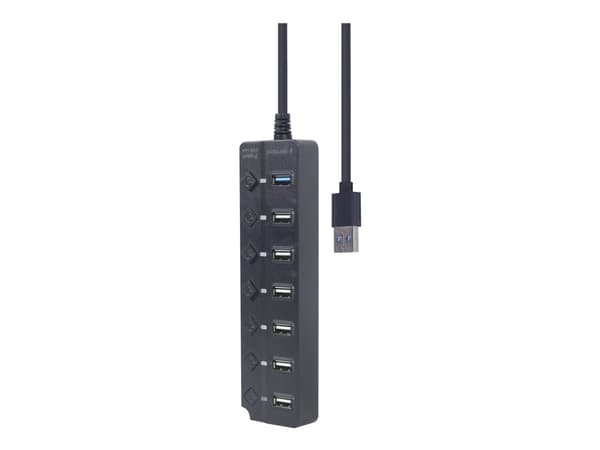 Gembird - Hubb - 7-port, med switchar, svart - 1 x USB 3.1 Gen 1 + 6 x USB 2.0 - skrivbordsmodell