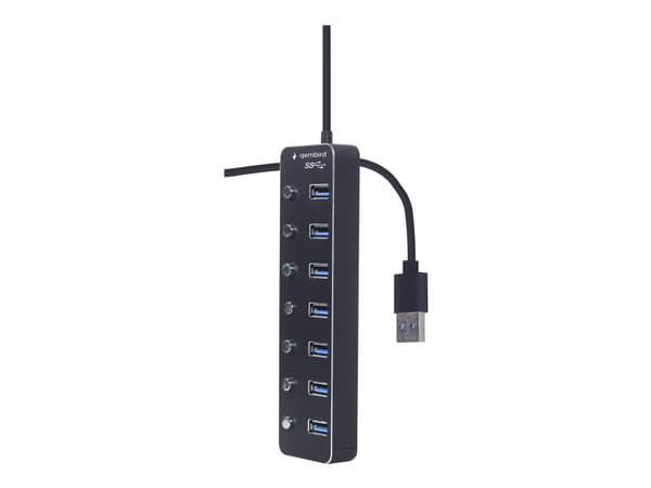 Gembird - Hubb - med strömbrytare, svart - 7 x USB 3.1 Gen 1 - skrivbordsmodell
