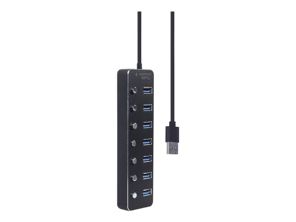 Gembird - Hubb - med strömbrytare, svart - 7 x USB 3.1 Gen 1 - skrivbordsmodell