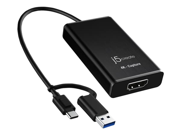 j5create JVA11 - Videofangstadapter - USB 3.2 Gen 1, USB-C 3.2 Gen 1 - svart