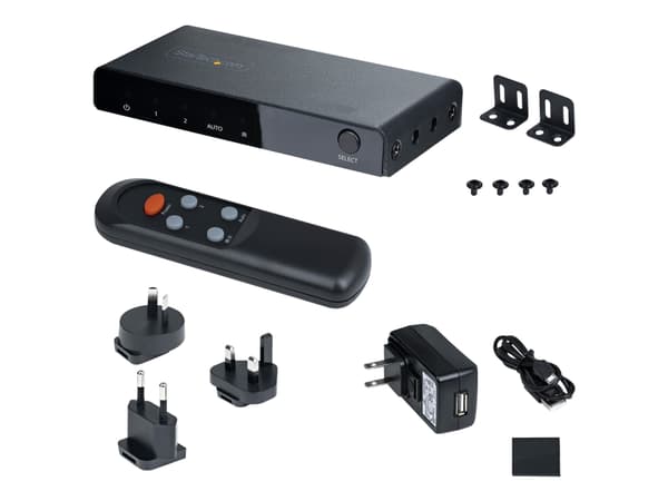 StarTech.com 2-Port 8K HDMI Switch, HDMI 2.1 Switcher 4K 120Hz/8K 60Hz UHD, HDR10+, HDMI Switch 2 In 1 Out, Auto/Manual Source Switching, Remote Cont