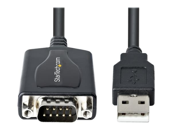 StarTech.com 3ft (1m) USB to Serial Cable with COM Port Retention, DB9 Male RS232 to USB Converter, Straight Through USB to Serial Adapter for PLC/Pr