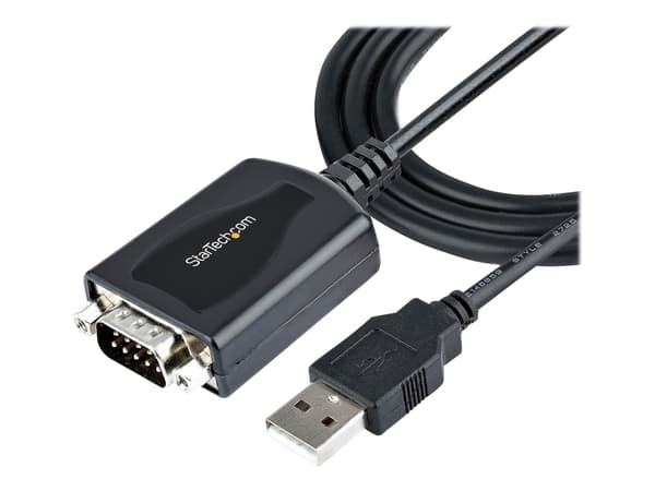 StarTech.com 3ft (1m) USB to Serial Cable with COM Port Retention, DB9 Male RS232 to USB Converter, Straight Through USB to Serial Adapter for PLC/Pr