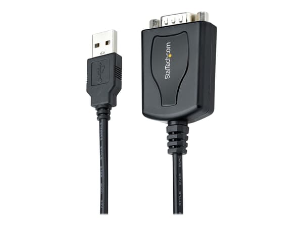 StarTech.com 3ft (1m) USB to Serial Cable with COM Port Retention, DB9 Male RS232 to USB Converter, Straight Through USB to Serial Adapter for PLC/Pr