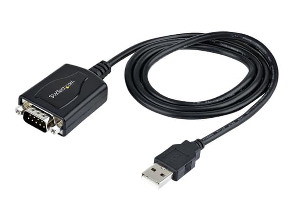 StarTech.com 3ft (1m) USB to Serial Cable with COM Port Retention, DB9 Male RS232 to USB Converter, Straight Through USB to Serial Adapter for PLC/Pr
