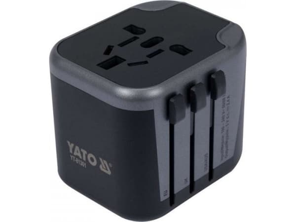YATO UNIVERSAL REISADAPTER 2 x USB 12W Sort