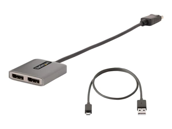 StarTech.com 2-Port DisplayPort MST Hub, Dual 4K 60Hz, DP to 2x DisplayPort Monitor Adapter, DP 1.4 Multi-Monitor Video Adapter w/ 1ft Built-in Cable