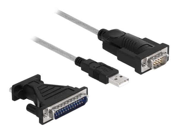 Delock - USB / serielt kabelsett - USB / USB 2.0 / EIA-232 - tommelskruer - svart, gjennomsiktig