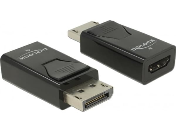Delock - Video adapter - DisplayPort hann til HDMI hunn - svart - passiv omformer, 4 K 30 Hz (3840 x 2160) støtte, 3D-videostøtte