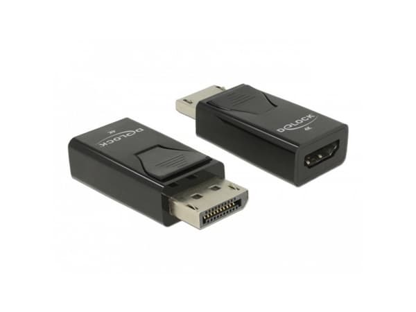 Delock - Video adapter - DisplayPort hann til HDMI hunn - svart - passiv omformer, 4 K 30 Hz (3840 x 2160) støtte, 3D-videostøtte