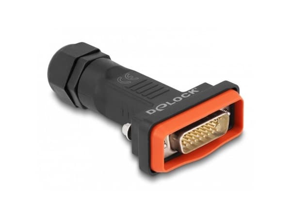 DeLOCK 87808, D-Sub HD 26 pin/ 26 soldering pin, Musta, Oranssi, Uros, Suora, IP67, 80 mm