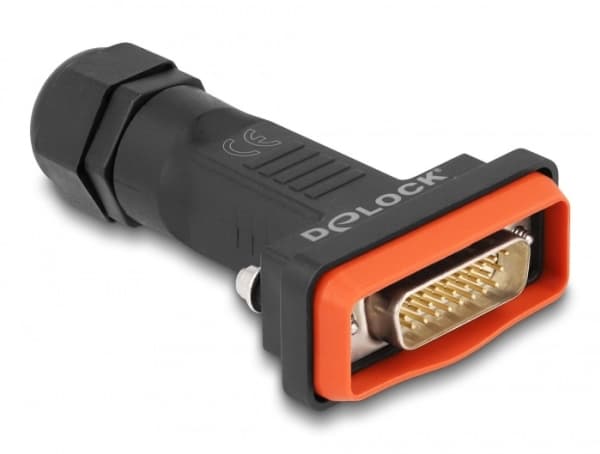 DeLOCK 87808, D-Sub HD 26 pin/ 26 soldering pin, Musta, Oranssi, Uros, Suora, IP67, 80 mm