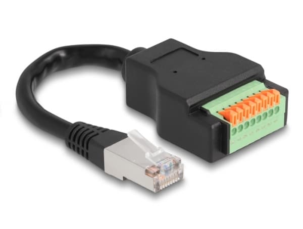 Delock - Nettverksforlengelseskabel - RJ-45 (hann) til 8-pins terminalblokk (hunn) - 15 cm - 6 mm - STP - CAT 5e - svart, grønn