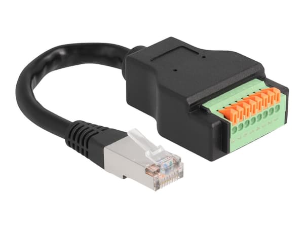 Delock - Nettverksforlengelseskabel - RJ-45 (hann) til 8-pins terminalblokk (hunn) - 15 cm - 6 mm - STP - CAT 5e - svart, grønn