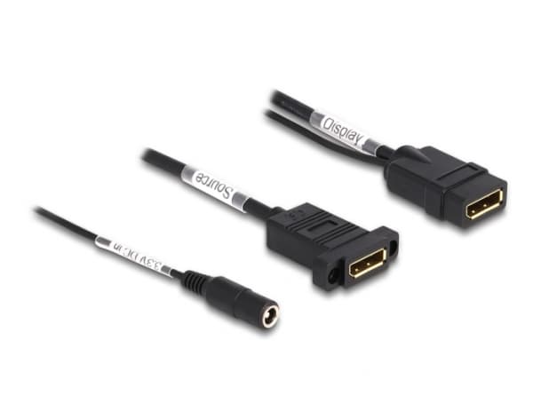 Delock - DisplayPort-kabel - DisplayPort (hona) till power DC jack, DisplayPort (hona) kan monteras på panel - 30 cm - 4K60Hz (3840 x 2160) stöd - sv