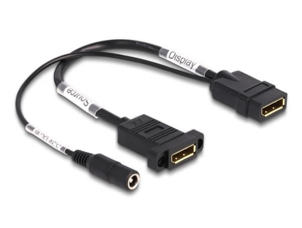 Delock - DisplayPort-kabel - DisplayPort (hona) till power DC jack, DisplayPort (hona) kan monteras på panel - 30 cm - 4K60Hz (3840 x 2160) stöd - sv