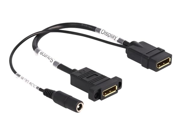 Delock - DisplayPort-kabel - DisplayPort (hona) till power DC jack, DisplayPort (hona) kan monteras på panel - 30 cm - 4K60Hz (3840 x 2160) stöd - sv