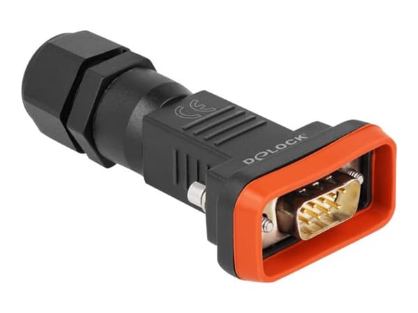 Delock - Datakontakt - DB-9 (hane) - tumskruvar - svart, röd