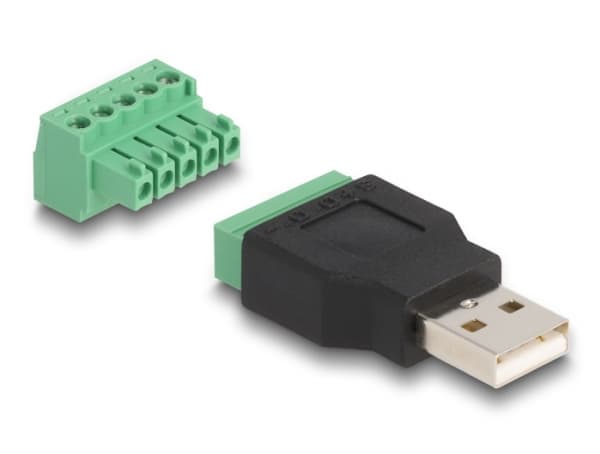 Delock - USB-adapter - 5-pins terminalblokk til USB (hann) - USB 2.0 - 5 V - 2 A - svart/grønn