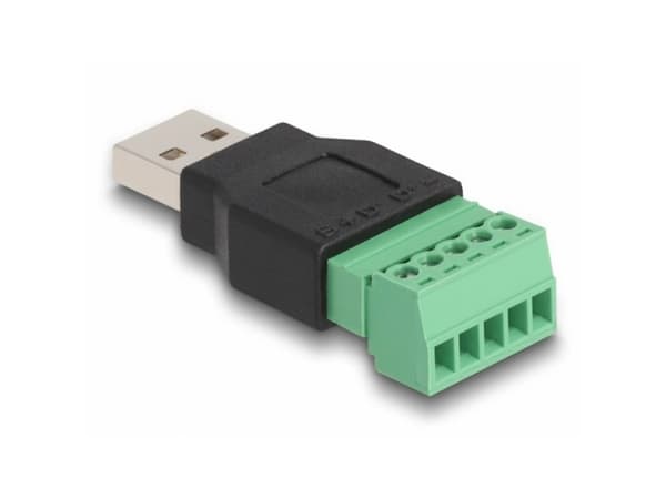 Delock - USB-adapter - 5-pins terminalblokk til USB (hann) - USB 2.0 - 5 V - 2 A - svart/grønn