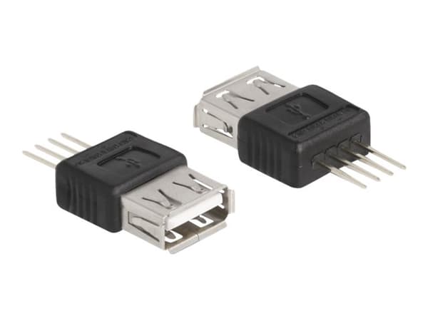 Delock - USB-adapter - 4-stifts (hann) til USB (hunn) - USB 2.0 - 5 V - 500 mA Sort, Sølv