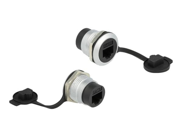 Delock - Snäppbar modul - CAT6 with protective dust cap IP67 dust and waterproof - RJ 45 - 1 nätverksuttag - 1 modul - svart