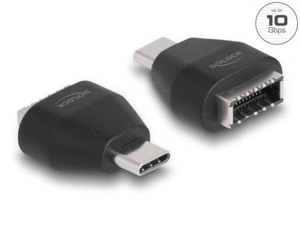 Delock - USB-adapter - 24 pin USB-C (hane) till 20 pin Key A (hona) - USB 3.2 Gen 2 - svart