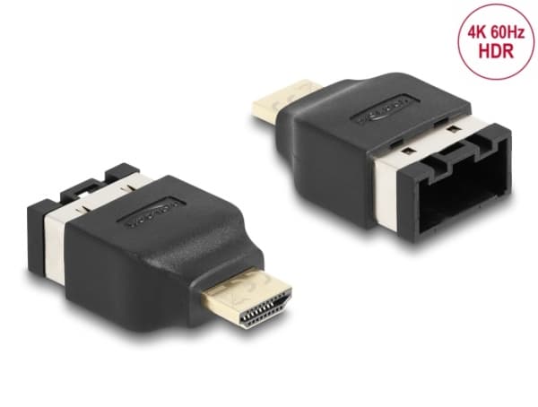 Delock - High Speed - HDMI-sovitin - HDMI uros HDMI Type E (Automotive) naaraslukitukseen - kaksoissuojattu - musta - 4K60 Hz (3840 x 2160) -tuki