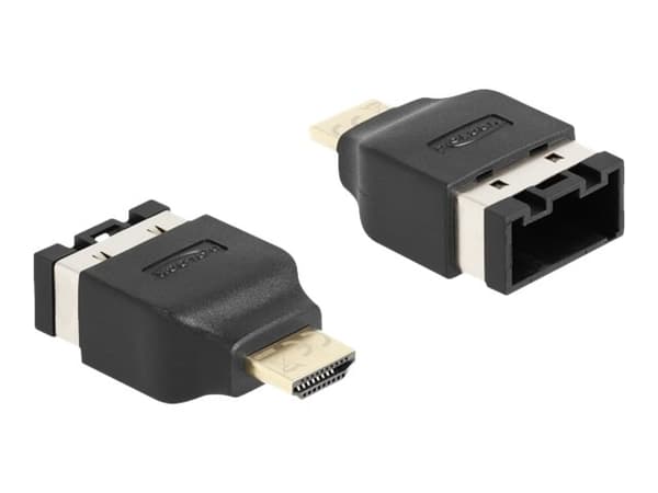 Delock - High Speed - HDMI-adapter - HDMI hann til HDMI Type E (Automotive) hunn låsing - dobbeltisolert - svart - støtte for 4K 60 Hz (3840 x 2160)