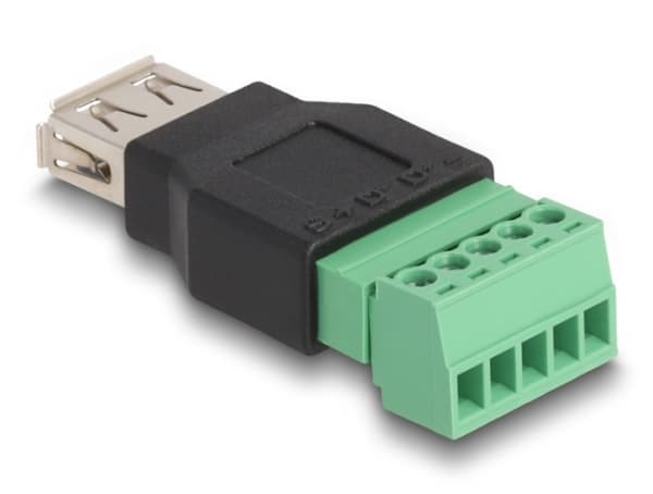 Delock - USB-adapter - 5-stifts terminalblok till USB (hona) - USB 2.0 - 5 V - 2 A - svart/grön