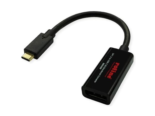 ROLINE 11.04.5957-10, 3.2 Gen 1 (3.1 Gen 1), USB Type-C, Progress DisplayPort, 3840 x 2160 piksler Sort