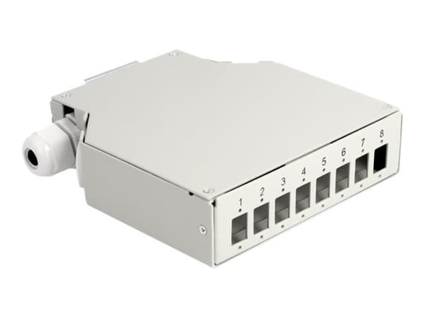 Delock - Fiberoptikdistribueringsbox - kan monteras på DIN-skena - grå - 8 portar