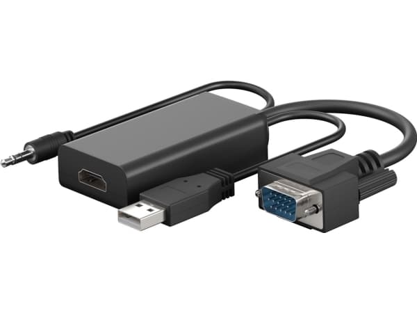 Goobay 61259, 0,16 m, VGA (D-Sub) + 3.5mm + USB Type-A, HDMI, Hankjønn, Hankjønn, Rett